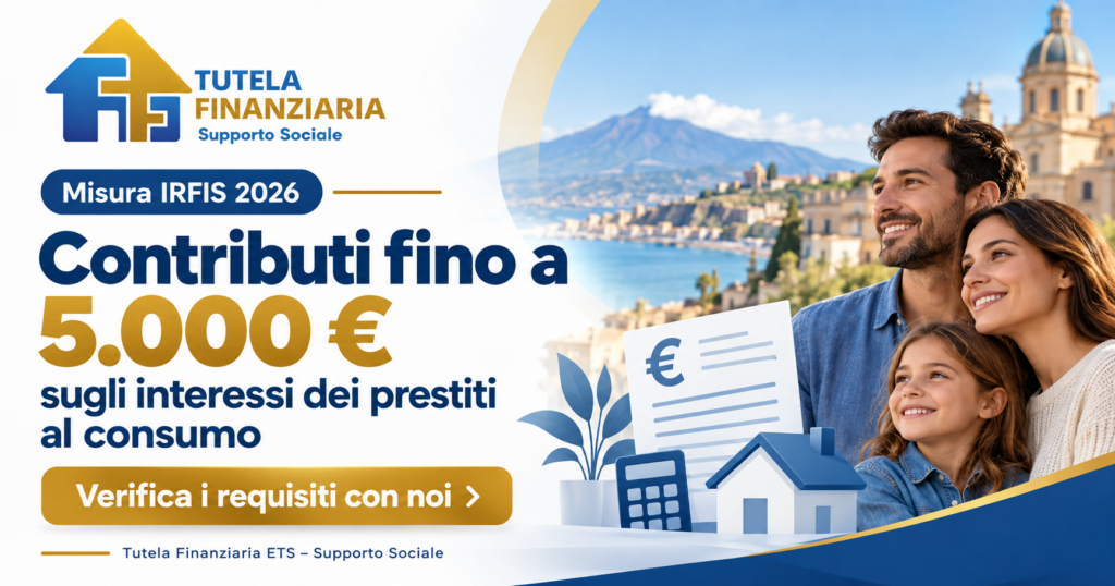 Contributi IRFIS 2026 fino a 5.000 euro sugli interessi dei prestiti al consumo – Tutela Finanziaria ETS